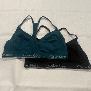 Calvin Klein Black and Teal Bralette Duo